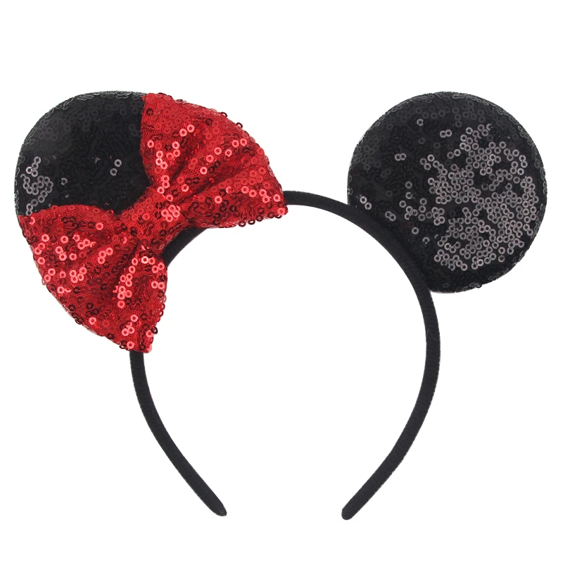 Cute Girls 4 Inch Sequin Bow Mouse Ears Headband 1.5 CM Width Hairband Creative Women Party Headwear Kids DIY Hair Accessories japanese ink painting mountain landscape gaming mouse pad extended large mouse pad xl stitched edges mousepad 31 5 x 11 8 inch