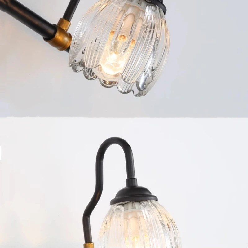 Modern Wall Light Fixture Black Led Wall Lamp Mirror 2heads LED 3Lights Picture Light Vintage Glass Bathroom Mirror Front  Light