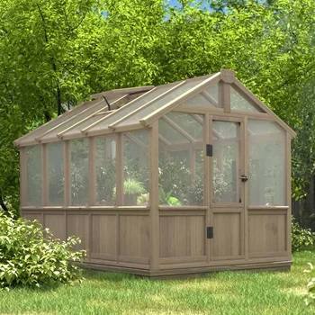 6x10FT Walk-In Wooden Greenhouse Kit 1