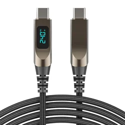 Premium USB - C Quick Charge Cable - 240W High - Speed Data Transfer, Nylon Braided with Digital Display (1.2m)