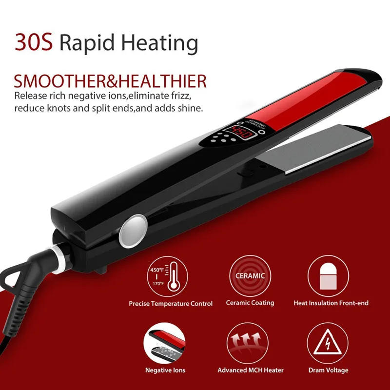 Professional Private Label Colorful Lcd Display Ceramic Coating Hair Straightener Flat Iron 2
