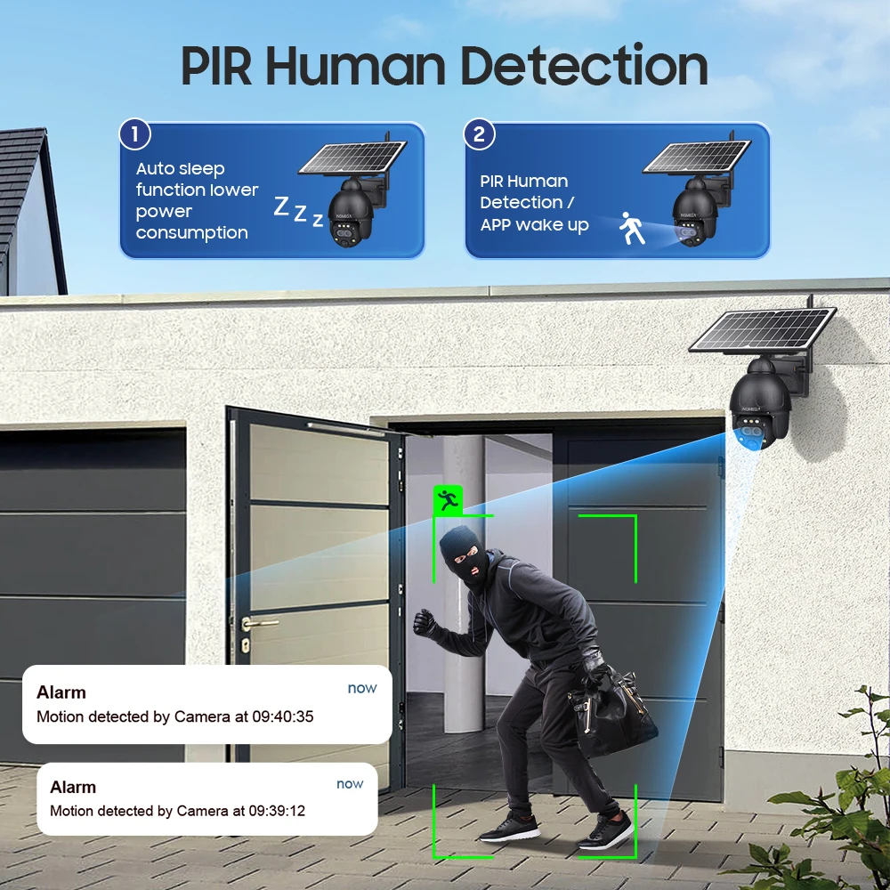 INQMEGA 6MP 12X Solar 4G Camera Wifi Security Metal Camera PIR Human Detection Dual Lens Solar Zoom Camera IP66 Weterproof Cam