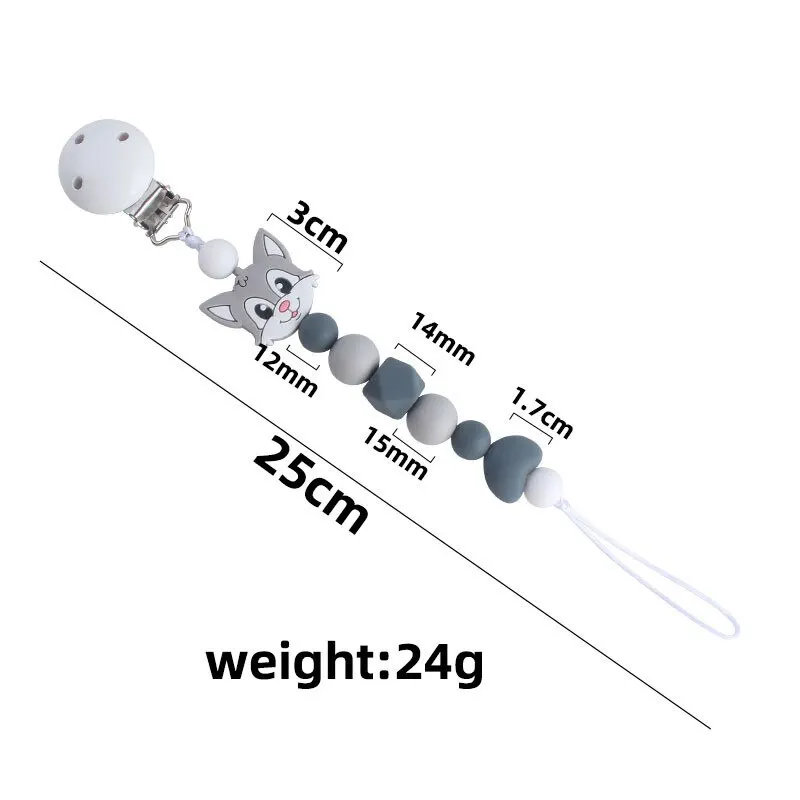 Fox Pacifier Chain Clip Cat Dummy Nipples Holder Clips Babies Silicone Teething Chain Toy For Cute Baby Shower Gift