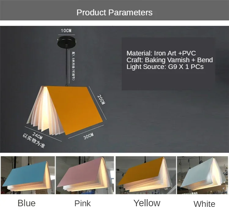 Description Picture 5 of itemCreative Book Design Pendant Light Replica Hanging Lamps Nordic Indoor Decoration Reading Light for Children Room