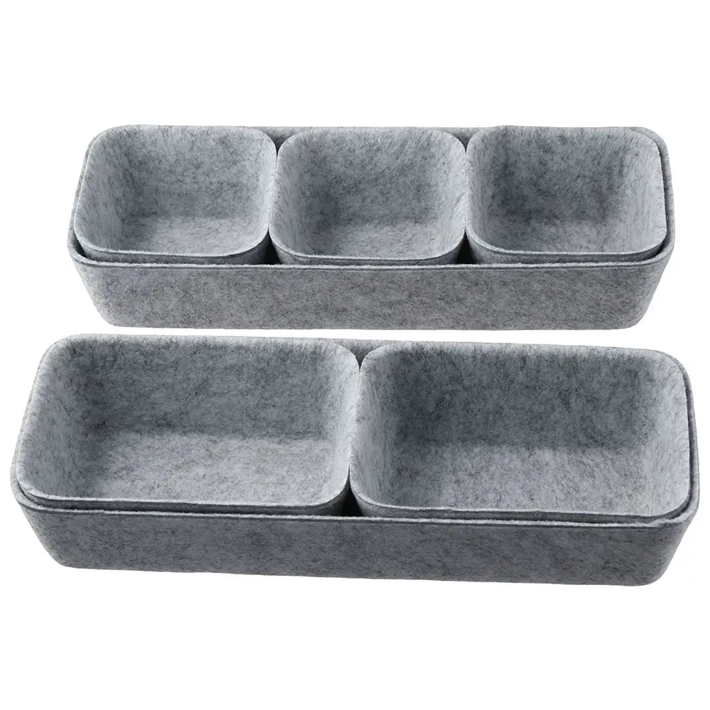 Light Gray Felt 8-piece Set of Office Makeup Table Forming Storage Box Organizing Storage Box