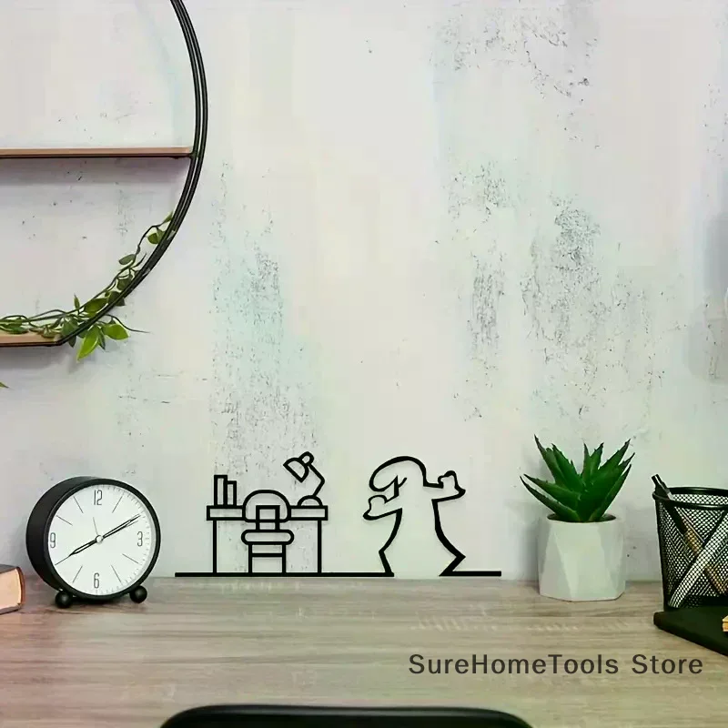 La Linea Minimalist Line Art Stickers Cartoon Character Door Sign Removable Home Decoration Bedroom Bathroom Living Room Wall