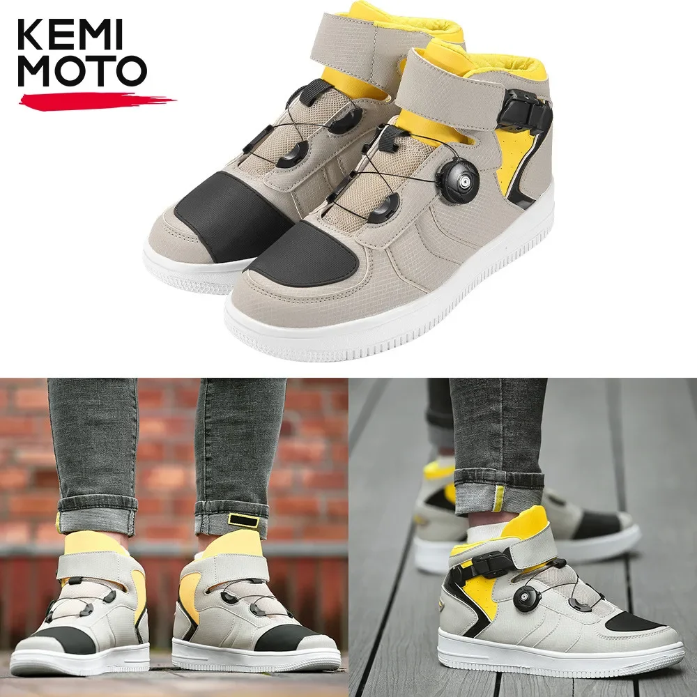 Motocross Riding Boots Men Motorcycle Casual Spiral Daily Shoes Microfiber Touring Locomotive Waterproof Anti-slip Breathable
