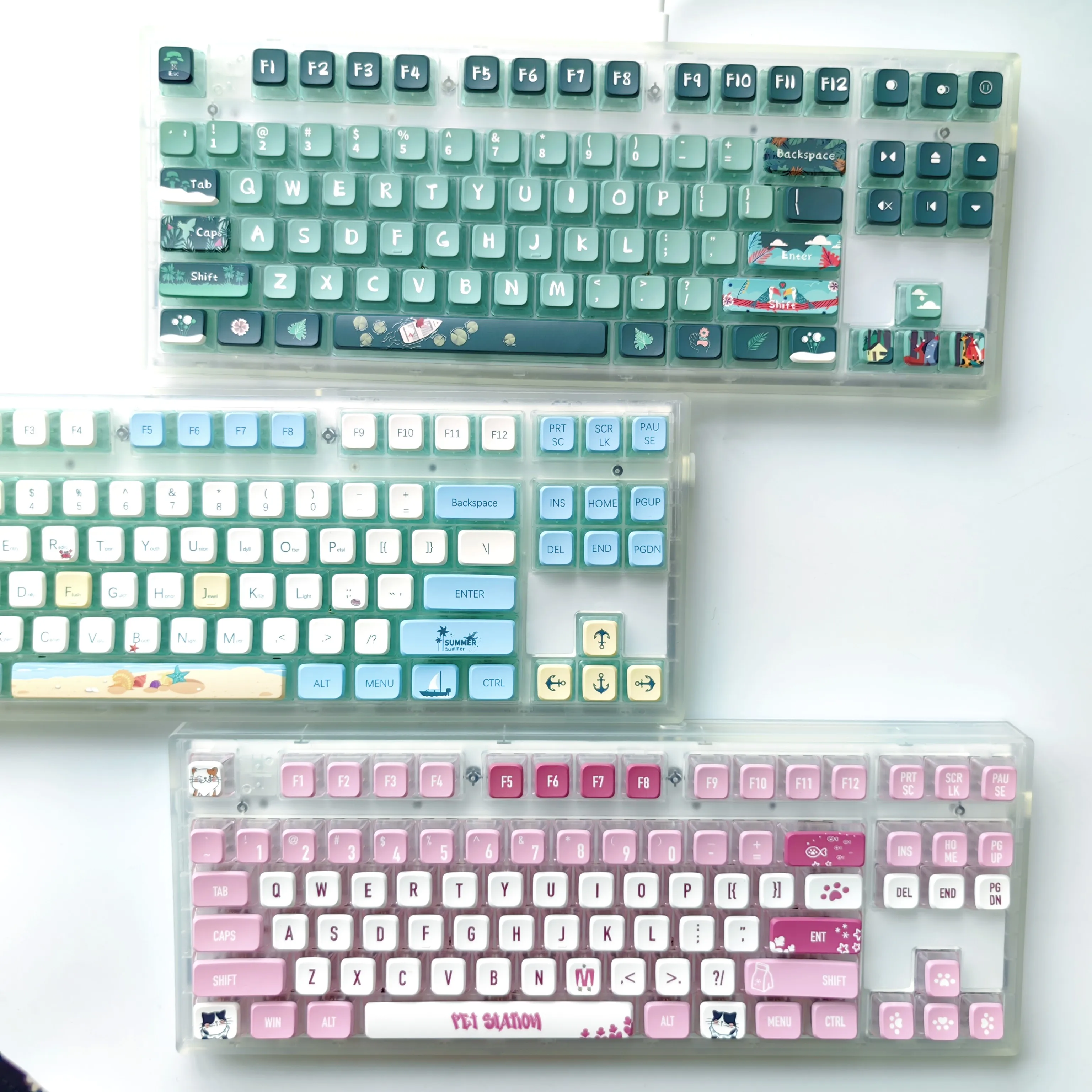 

Прозрачная Кепка для ключей Jungle Green, кепка для ключей PBT, Двойная кожаная кепка для ключей с молоком, термосублимационная Кепка для ключей ASA 118