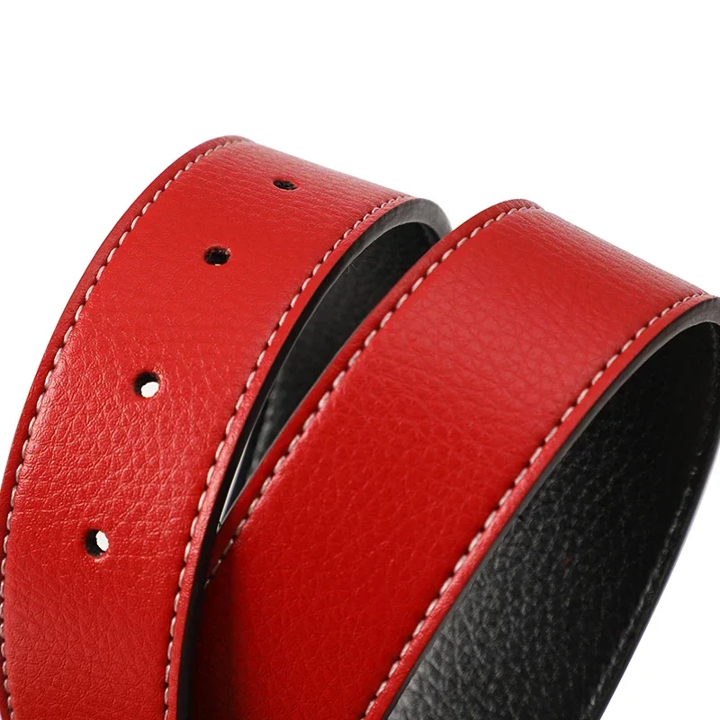 Hochwertiger verstellbarer Riemen, 3,8 cm großer PU-Ledergürtel ohne Schnalle – Unisex-Gürtel mit glatter Nadelverschluss für Männer und Frauen – Detail 2