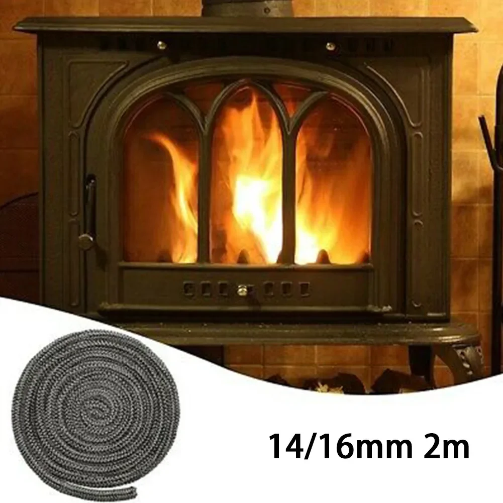 Fire Seal Stove Rope Fiberglass Ropes 14/16mm Black Door Sealer Pellet Stoves Replacement Tool Wood Burning Stove