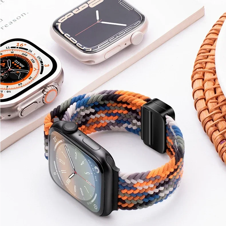 Nylon Braided Magnetic Loop Strap with Metal Accents