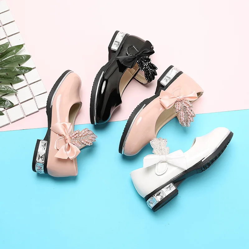 Fashion Girls Shoes Spring New Kids Leather Shoes Soft Soled Girl Princess Shoe Anti Slip Kids Casual Simple Child Shoe