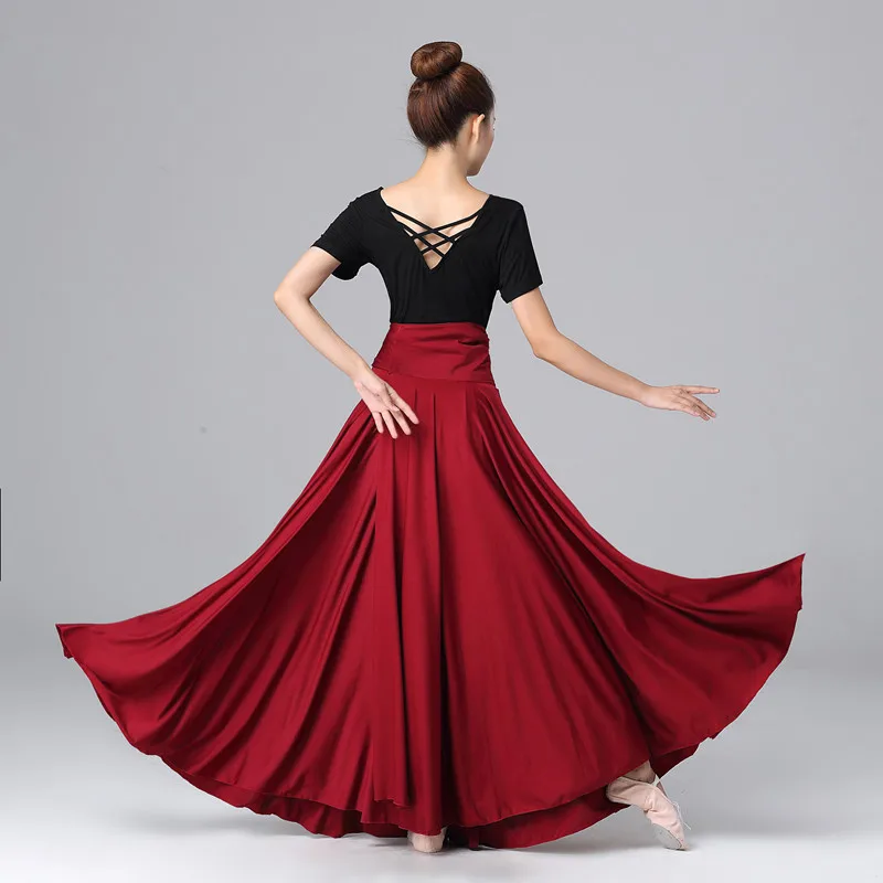 

New Women Spain Flamenco Dress Folk Belly Gypsy Solid Flamengo Ballet Ballroom Big Swing Stage Performance Costume Spanish Dance