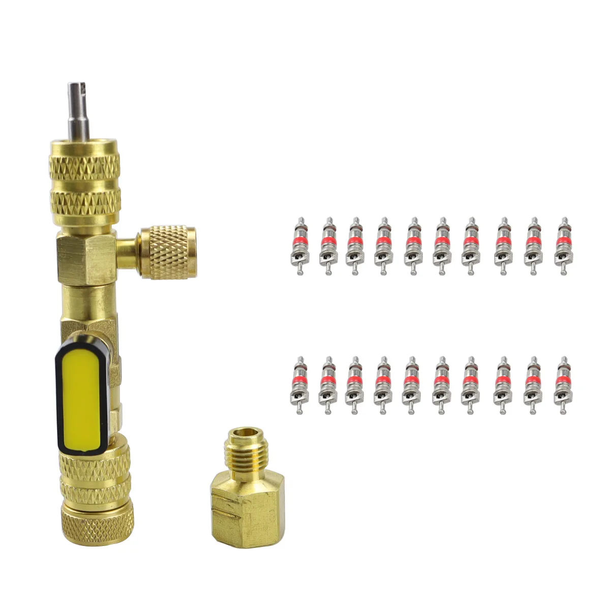 

Valve Core Remover Installer With SAE 1/4 Port Air Conditioning Line Repair Tools Kit For HVAC R22 R32 R410A System