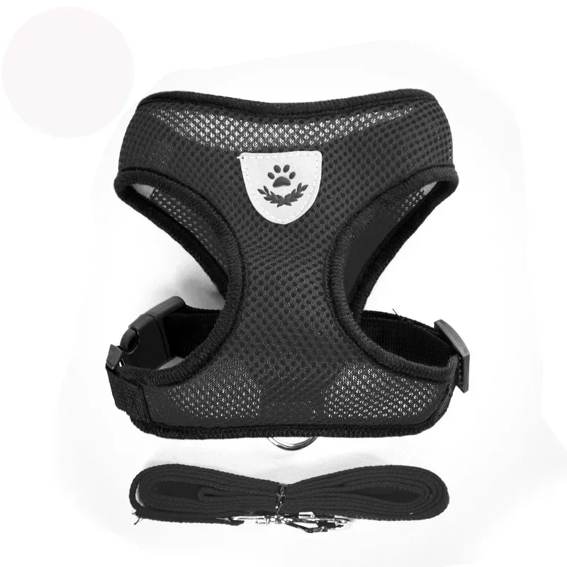 Pet Harness and Leash Set Cat and Dog Walking Soft Mesh Breathable Adjustable Vest for Puppy Leash Chest Strap Pet Supplies view 4