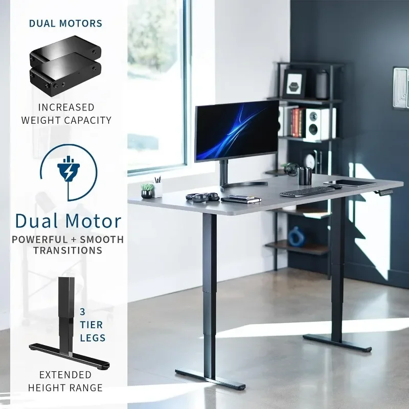VIVO Electric 71 x 36 inch Sit Stand Desk, Dual Motor Memory Controller Height Adjustment, 2B Series, Dark Gray Top Black Frame 4