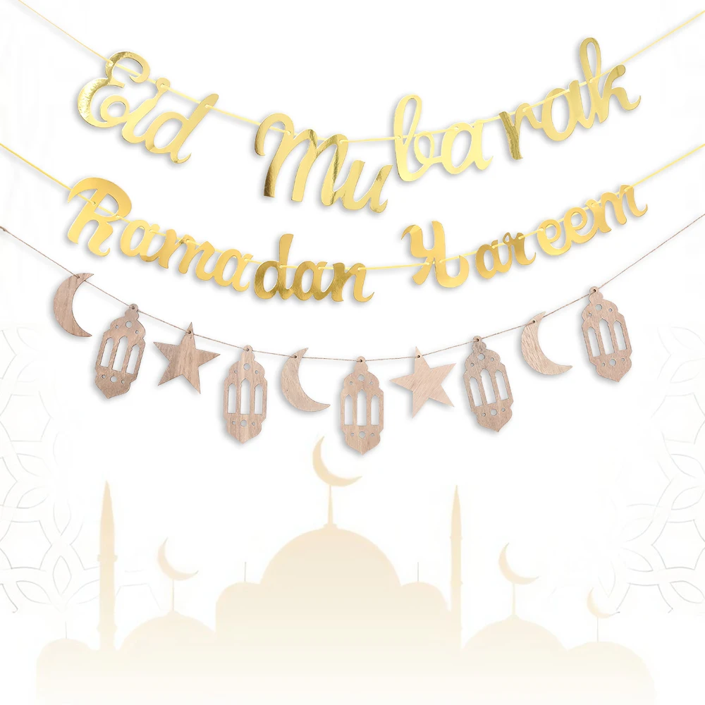 

Eid Mubarak Banner Garland Hanging Flag with Ropes for 2024 Muslims Ramadan Mubarak Party Supplies Islamic Home Decorations