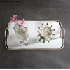 Metal Glass Mirror Storage Tray Gold Oval Dotted Fruit Plate Small Items Jewelry Display Tray Mirror 45*30cm/35*20cm 3