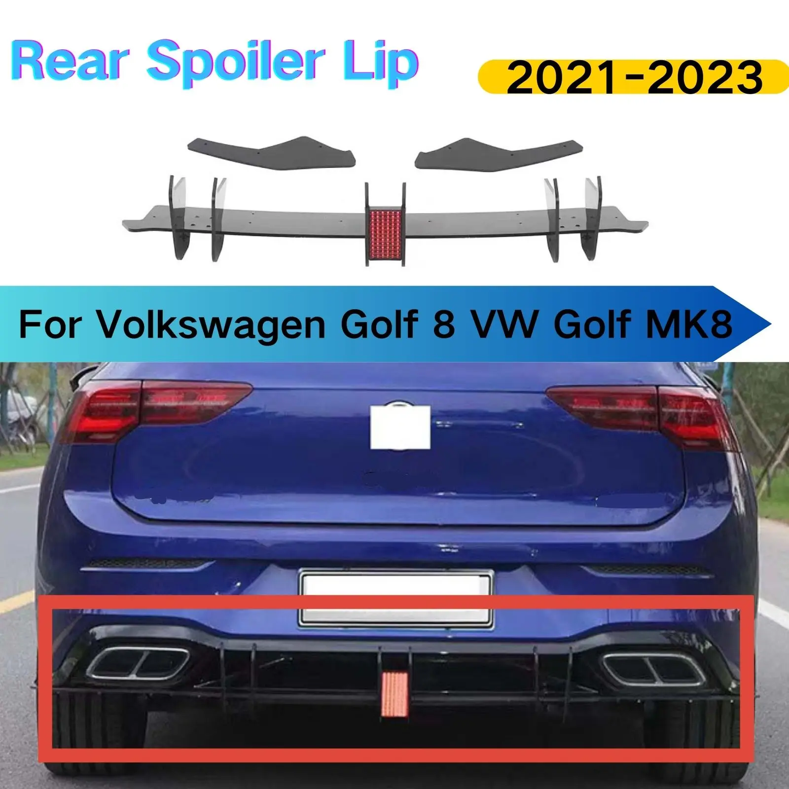 

Rear Spoiler Lip For Volkswagen 8 VW Golf MK8 2021-2023 Bumper New Design Car Accessories Spoiler Splitter Diffuser Rline Pro