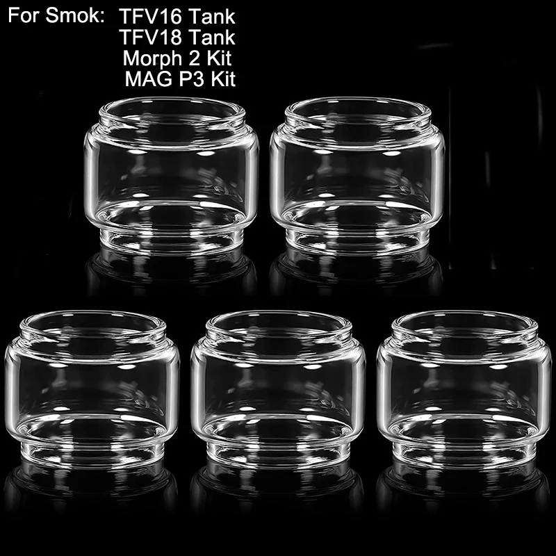Bubble Glass Tubes Tank Per Smok Tfv16 Tank 9Ml Tfv18 Tank 7.5Ml Morph 2 Kit 7.5Ml Mag P3 Kit Crystal Mini Glass Cup 5Pcs