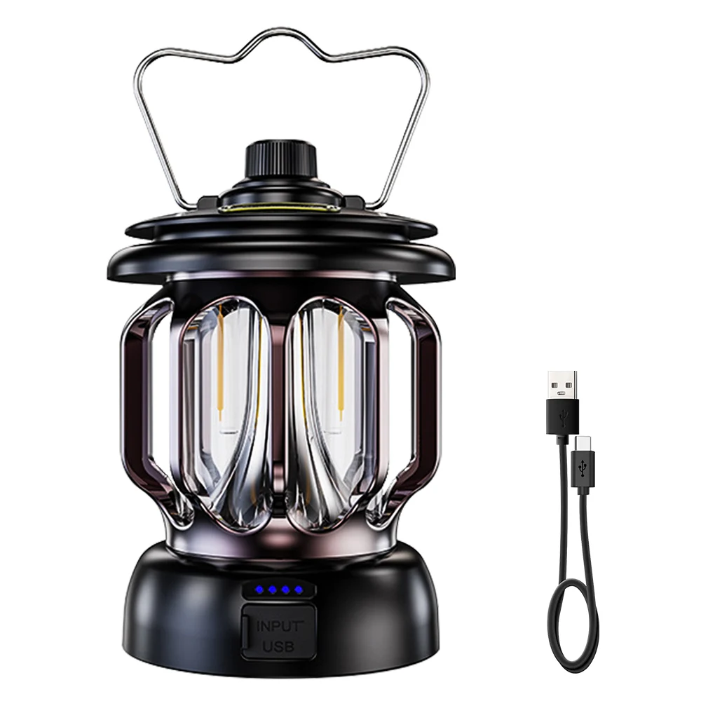 

Retro Camp Light Portable Lantern USB Rechargeable Kerosene Vintage Camp Lamp 3 Modes Waterproof Outdoor Tent Light Hanging Lamp