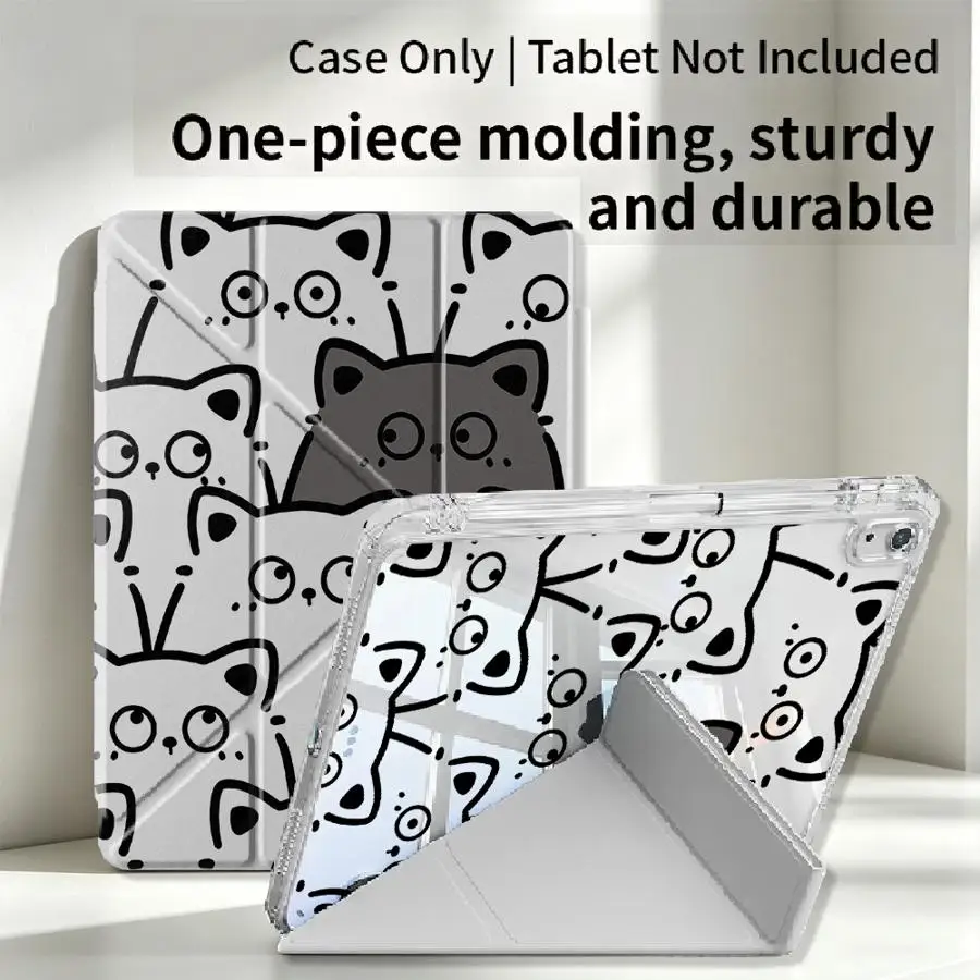Cute Cartoon Kitty Tablet Case with Pen Slot Cover