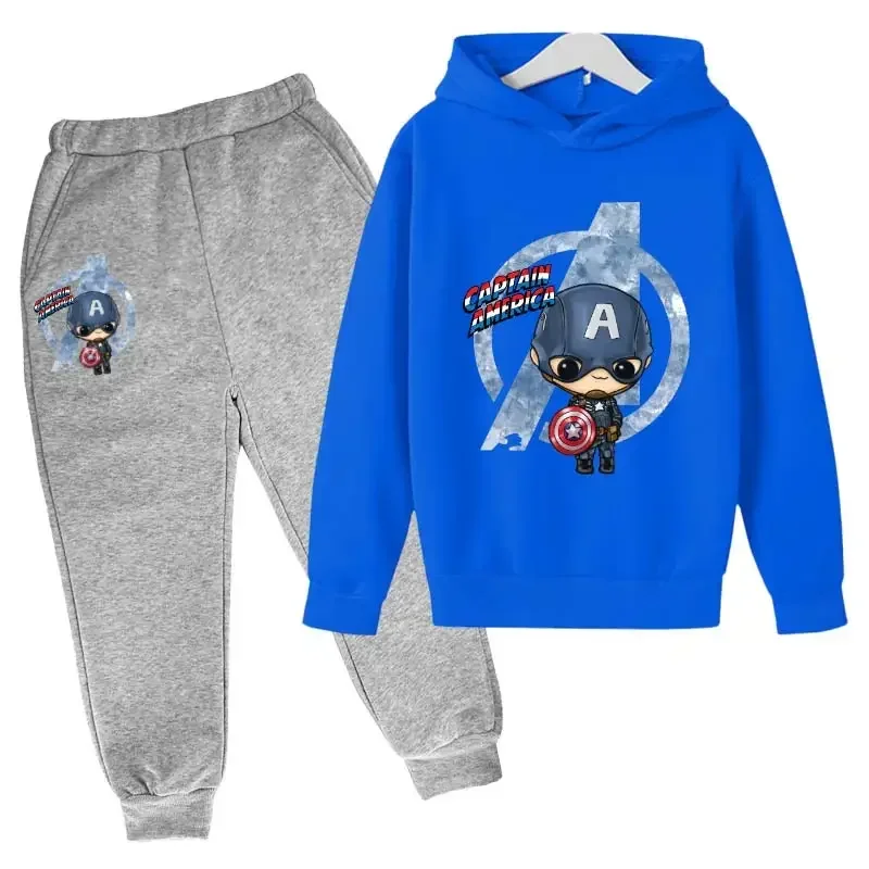 thumbnail image 1 of Nueva sudadera con capucha y pantalones de Marvel Hulk Capitán América para niños, traje de 2 piezas, ropa informal para niño y niña, sudadera, trajes deportivos para niño, 1 of 5