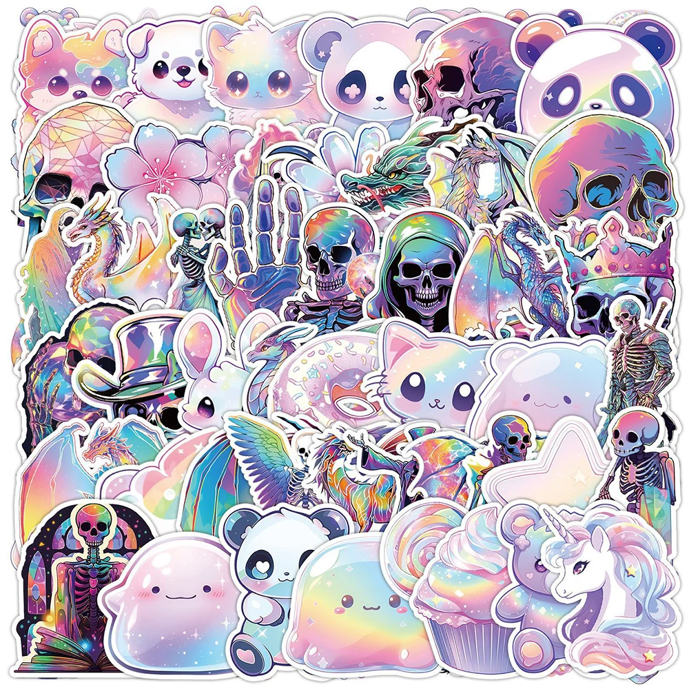 10/30/50pcs INS Holography Animal Goth Cartoon Stickers Artsy Graffiti Skateboard Phone Case Bike Vinyl Cool Kid DIY Sticker Toy