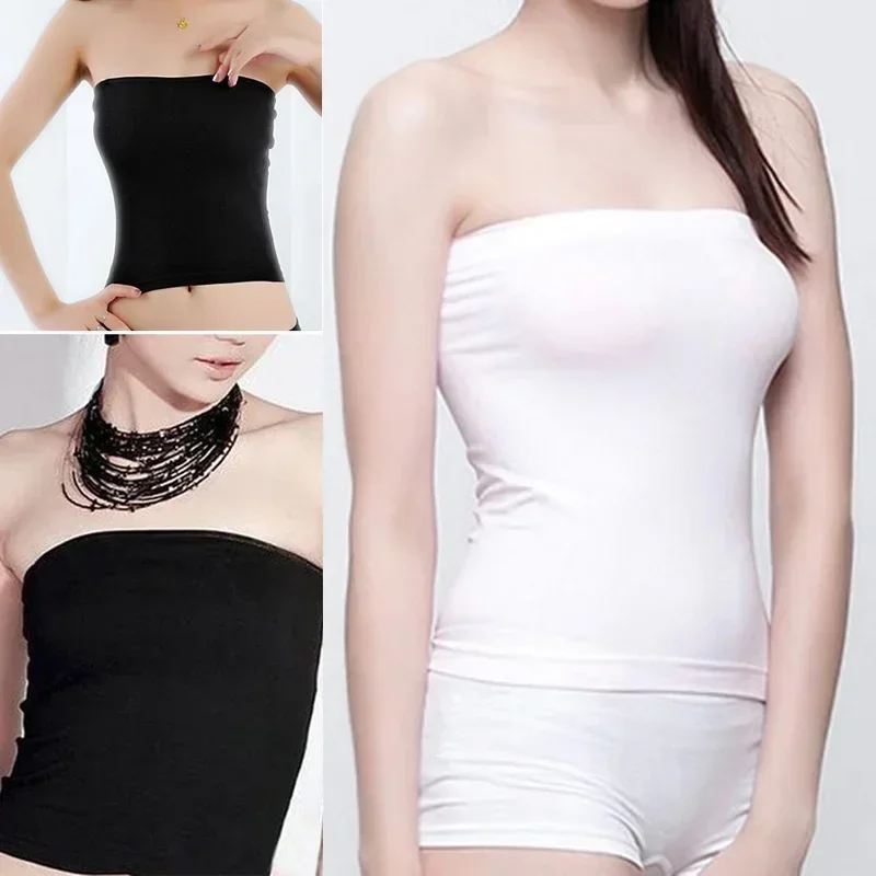 Tube Top Women Corset Fashion Basic Layering Shapewear Stretch Plain Strapless Seamless Sleeveless Tee Crop Top Undershirt women tube tops