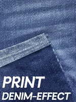 plus Size Faux Denim Print Capri Leggings High Stretch Comfortable Mid-Calf Knit Pants for Casual Wear - Image 5