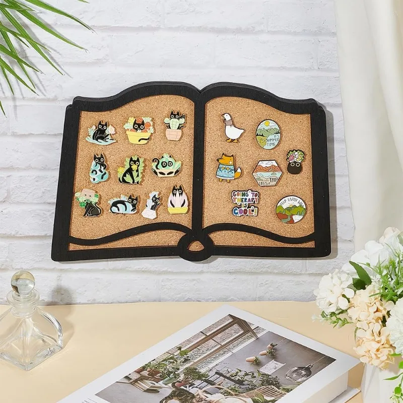 Pin Board Book Cork Board Bulletin Display 0.8inch Thick Wall Mounted Cork for Brooch Pin Storage Office Home