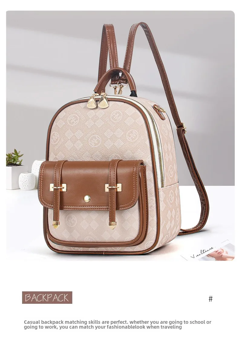 Rucksack Damentasche Feste Form Rucksack im koreanischen Stil Bedruckter Damen-Reiserucksack Große Kapazität Schultasche_voghion.com