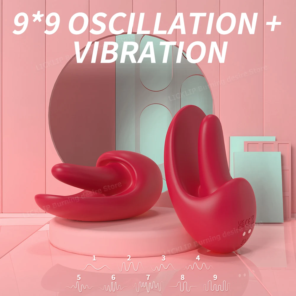 LICKLIP 9 Frequency Wiggling & Vibrating Clitoral Stimulator Tongue Licking Vibrator Silicone Sex Toys for Women Quick Orgasm