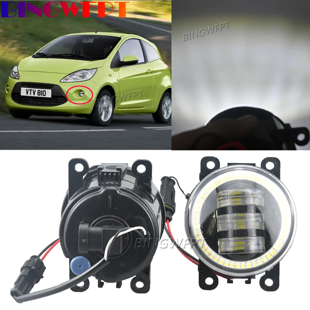 2X Car-Styling Anteriore Fendinebbia Angel Eye Fendinebbia Per Ford Figo Ka Ka + Figo 2015 2016 2017 2018 2019 Fendinebbia A Led H11 Fendinebbia