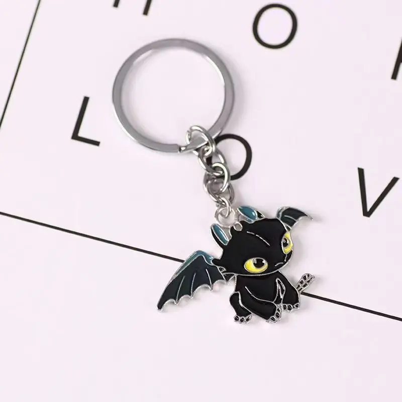 Cartoon Toothless Dragon Keychain Couple DIY Pendant, Men's and Women's Ring Inlaid with Personalized Creative New Style 6