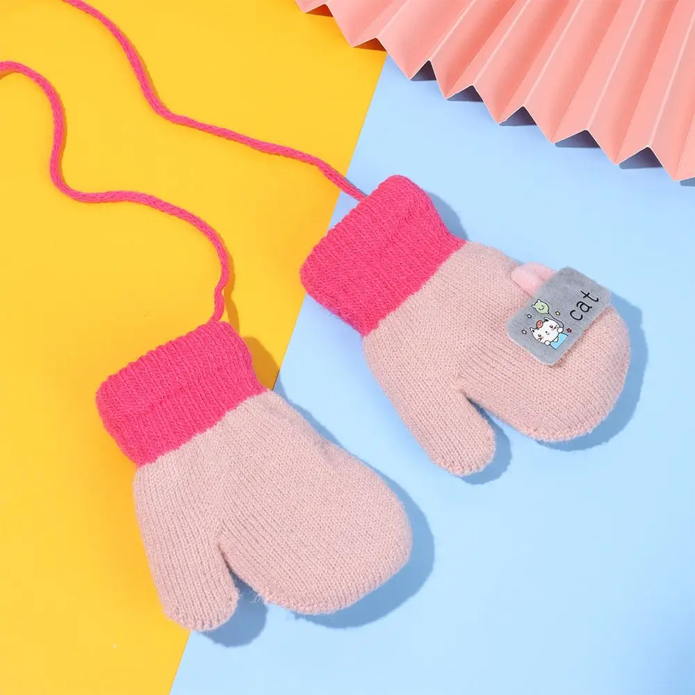 1-6 Years Baby Winter Hand Gloves Thick Warmer Knitted Mittens Thicken Mittens for Kids Cute Cartoon Gloves Boys Girls