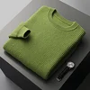 Autumn and winter new 100% pure wool men's pullover padded plus size sweater warm casual knitted sweater loose bottoming shirt 3