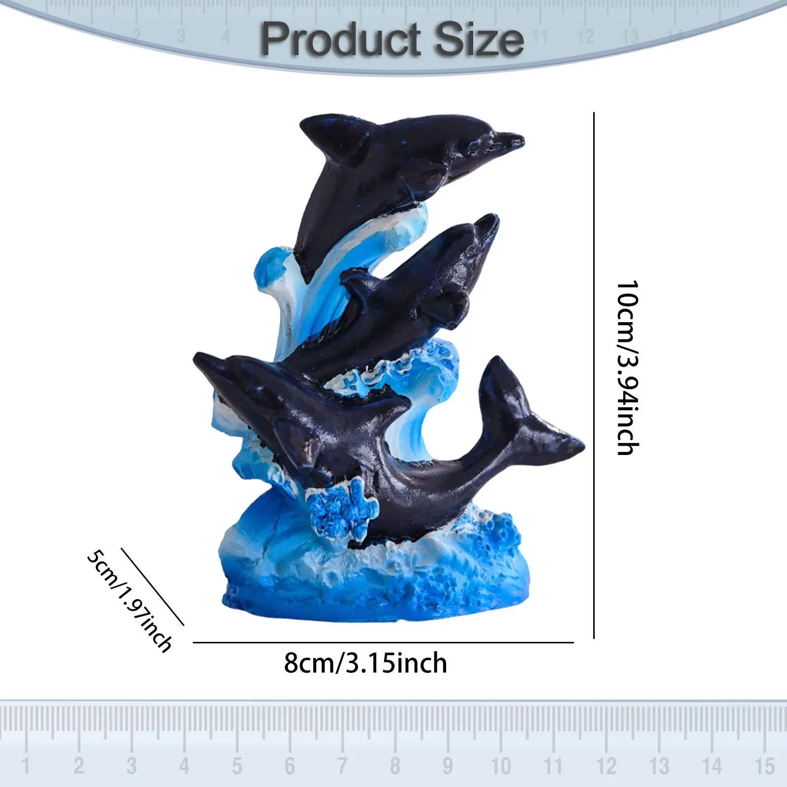 Resin Dolphin Figurine Decorative Statue Beach Themed Room Decor Tabletop Ornament for Fireplace