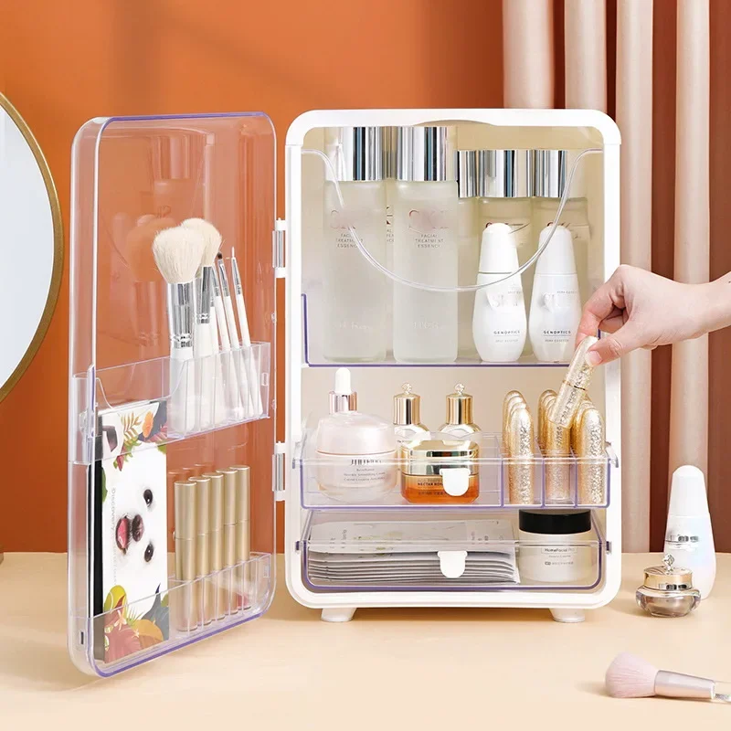 

Large Cosmetic Makeup Organizer, Dust/Waterproof Cosmetics Storage, Display Case with Drawers
