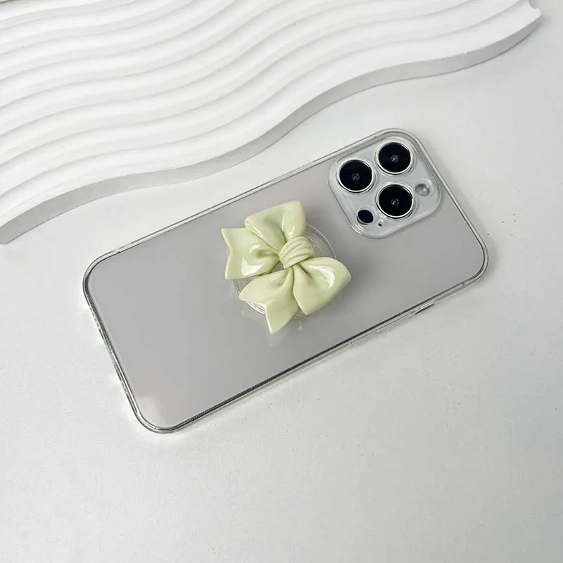 Charming Resin Bow Phone Grip with Adhesive & Magnetic Support