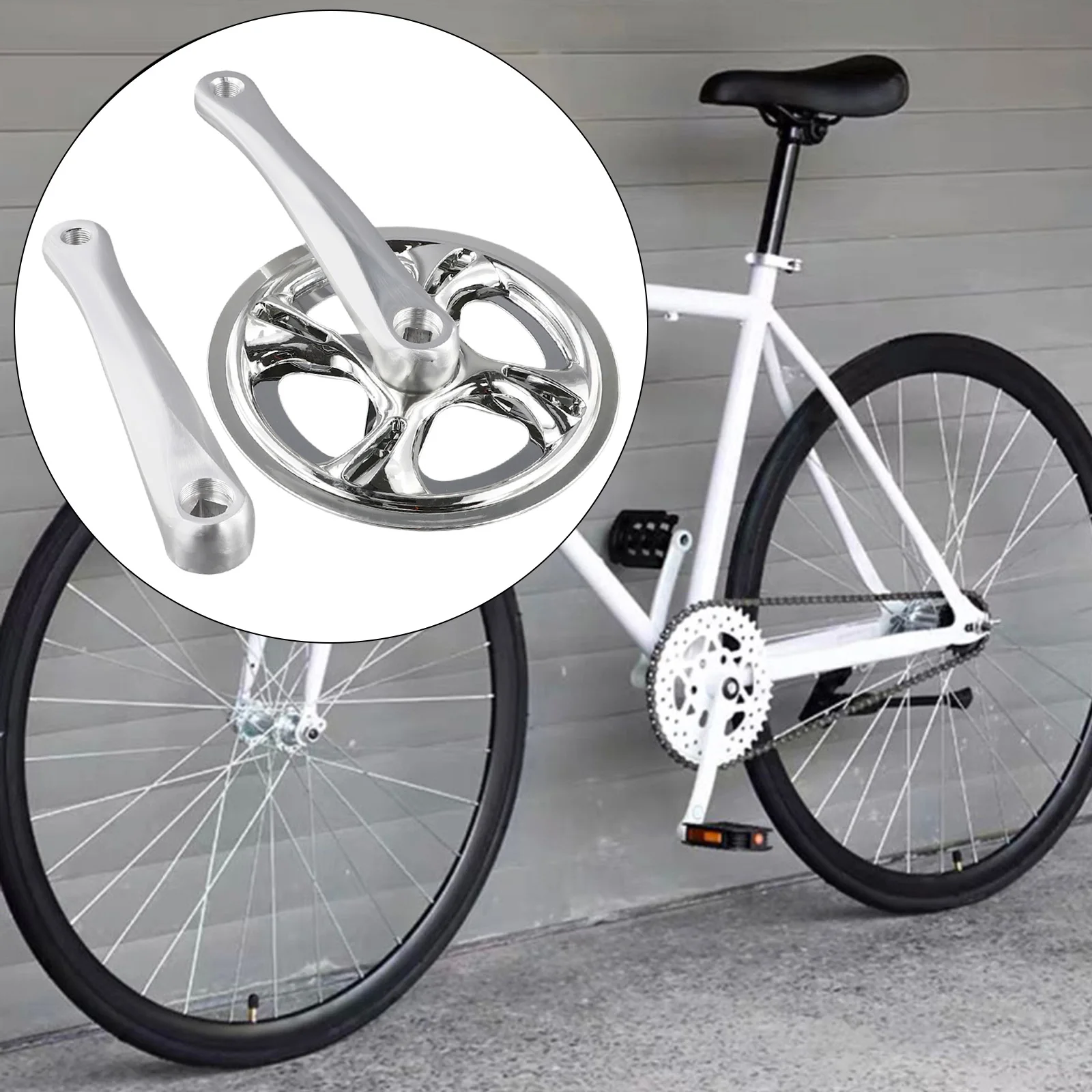 Chainset Crank Crankset Alloy Bicycle Chainwheel Easy To Use Fixie Fixie Road Replacement. Silver Single Speed