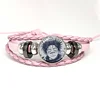 Hot Anime Jujutsu Kaisen Choso Suguru Geto Gojo Sukuna Pink Leather Bracelet Glass Cabochon Button Multilayer Bangles Wristband 4