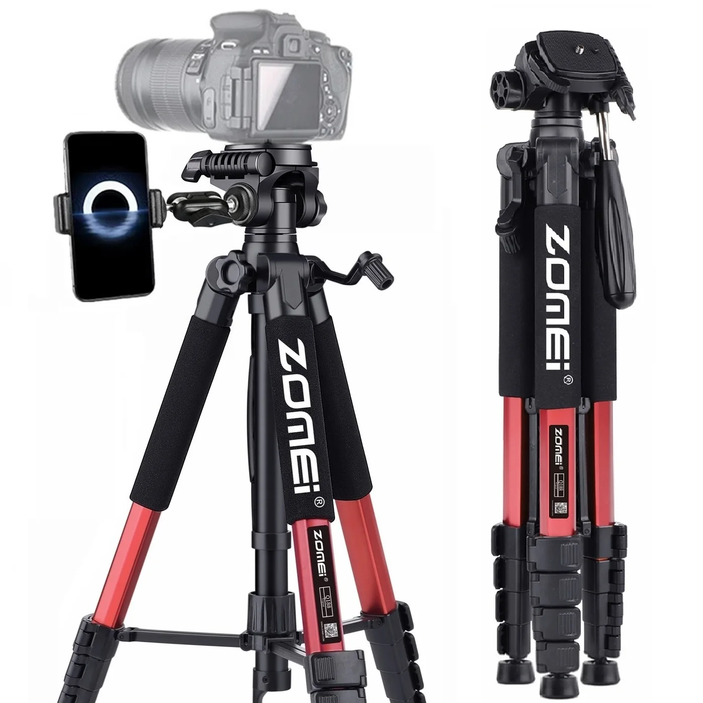 187cm/73.6in Compact Aluminum Tripod Stand for Camera DSLR Canon Nikon Projector Telescope 360&deg;Panorama Photographic Phone Stand camera tripod photography tripod