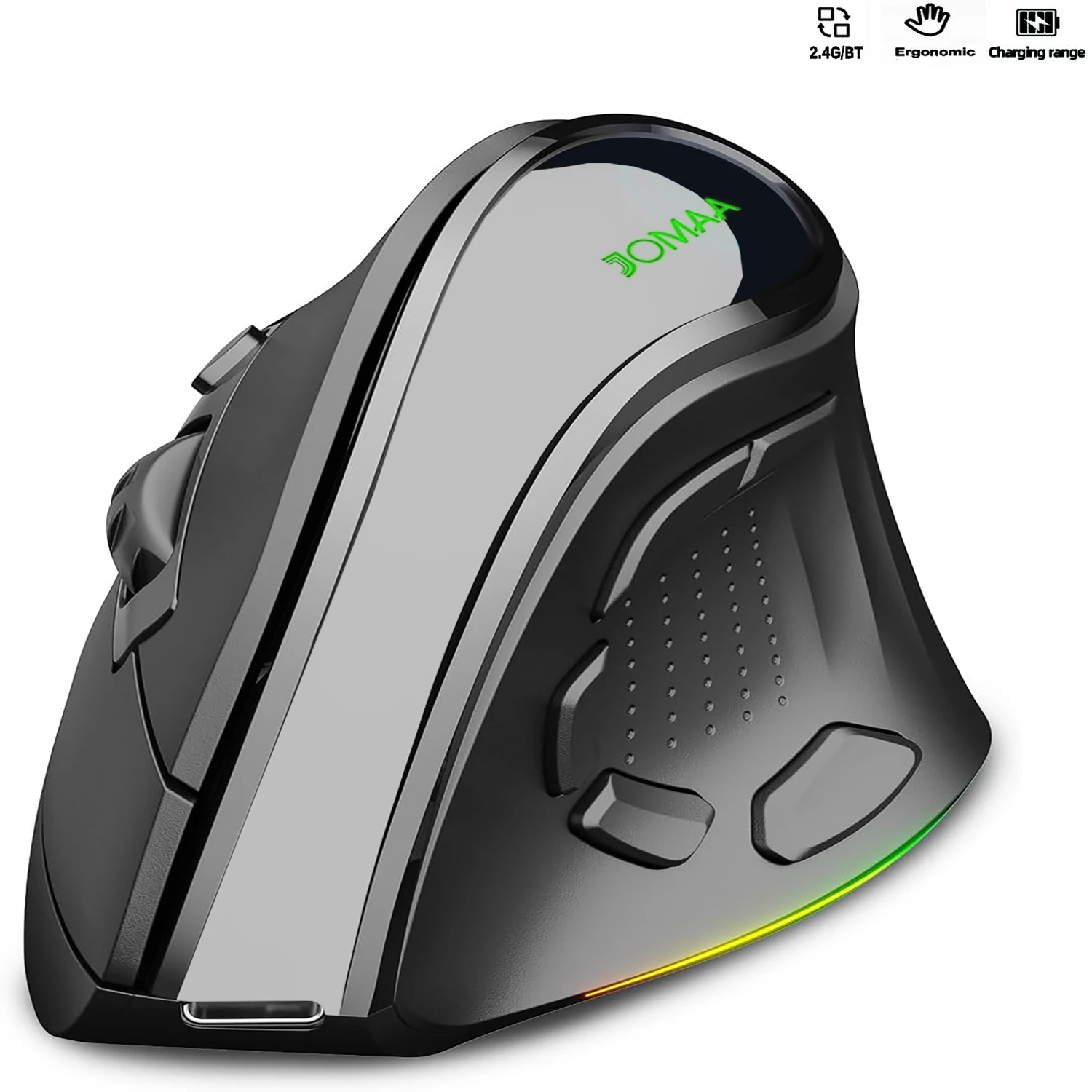 2.4G Dual Modes Ergonomic Vertical Wireless Mouse 4000 DPI 9 Buttons RGB Backlit Rechargeable Wireless Silent Mouse for Desktop wireless mouse wireless gaming mouse ergonomic mouse