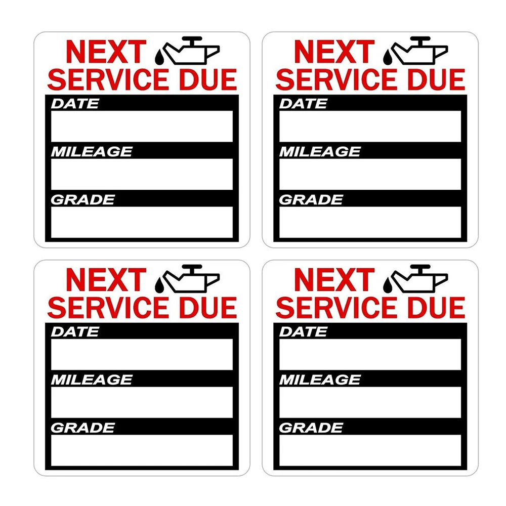 80-300pcs Oil Change Stickers Date Labels Tag Oil Service Reminder Stickers Square Shape Black & White Removable Sticker Labels