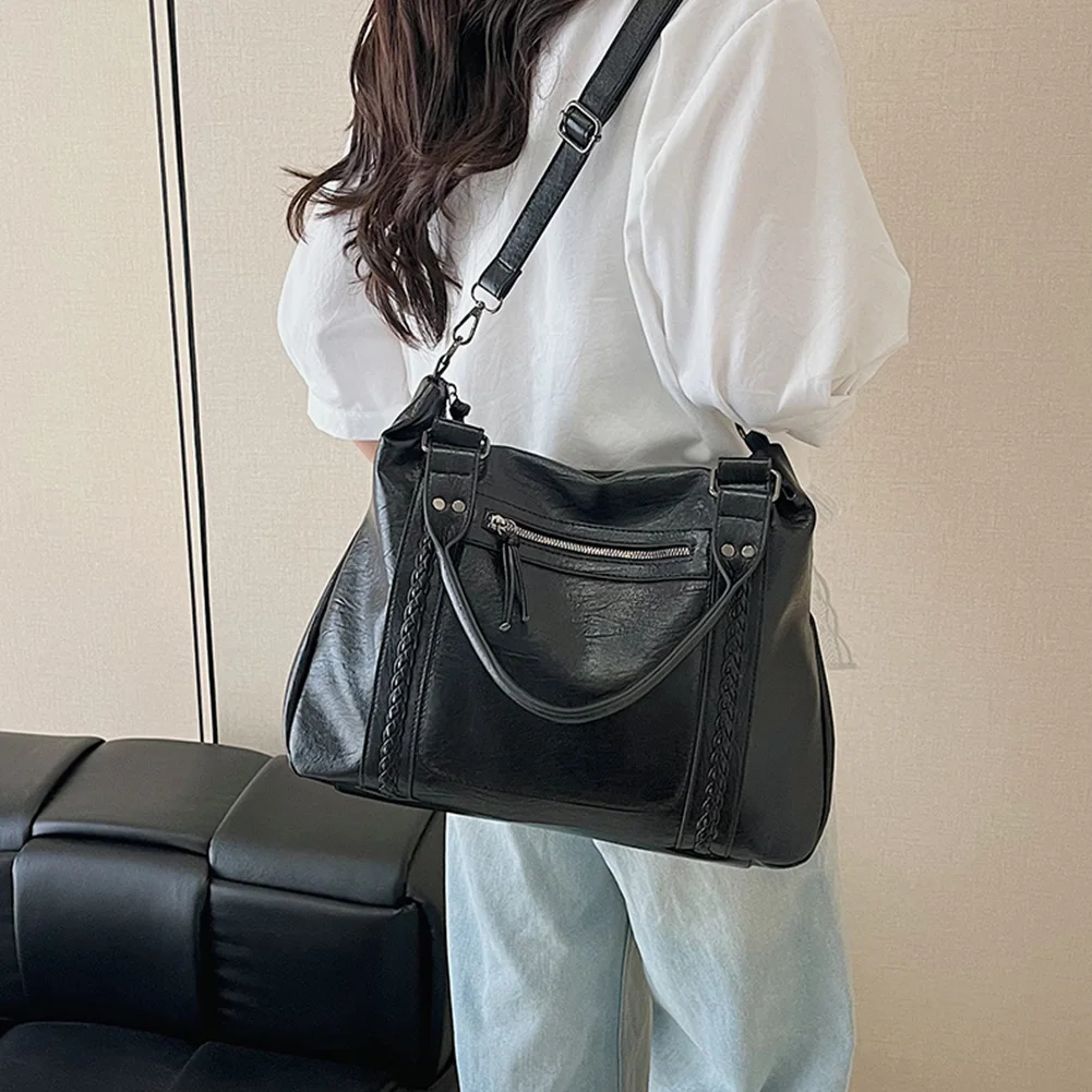 Leather Trendy Shoulder Bag for Women Crossbody Bag Large Tote Purse Retro Tote Shoulder Bag for Commuting Daily Use