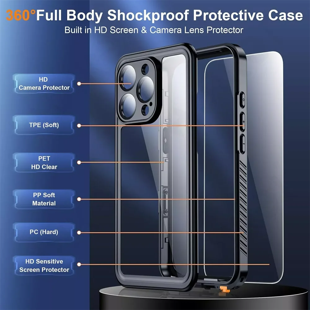 Luxury IP68 Waterproof Metal Case - Premium Underwater Protection and Style