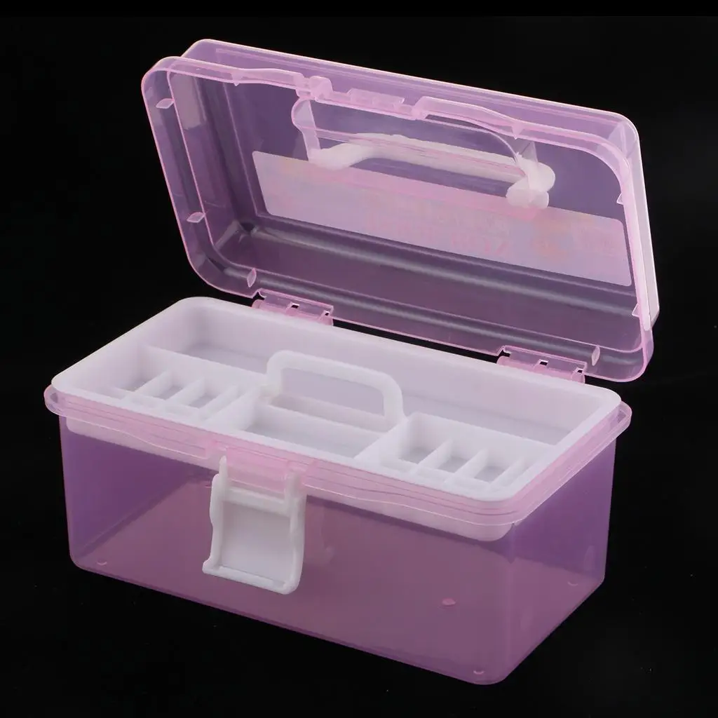 2 Layer Sewing Jewelry Painting Tools Box Storage Box Organizer Pink