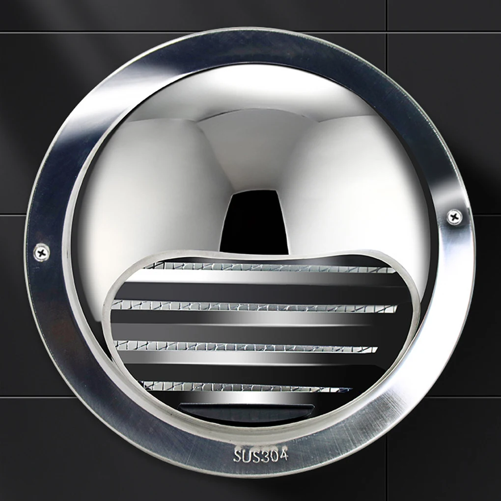 Stainless Steel Round Bull Nosed External Extractor Vent Outlet For Ducting Ventilation Universal Exhaust Fresh Air Net Cover