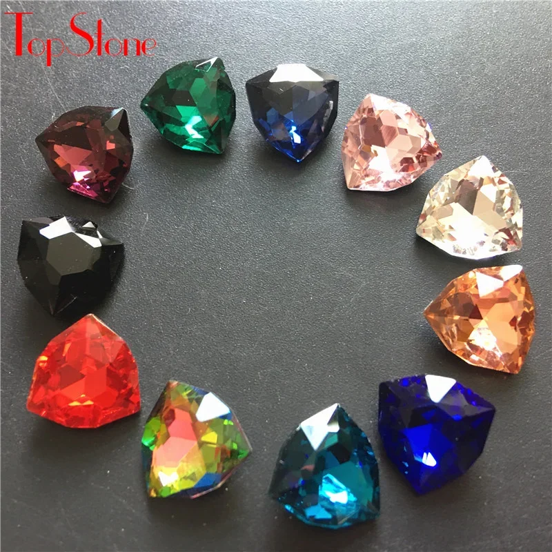 탑스톤 220개 12mm 팻 트라이앵글 팬시 스톤 포인트백 유리 크리스탈 멀티 컬러 쥬얼리 제작